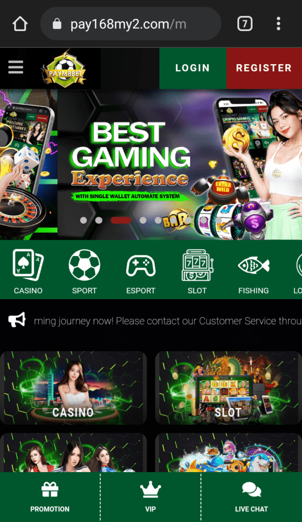 pay168bet online casino Malaysia