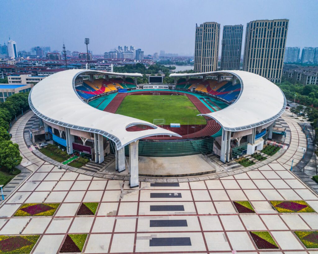 Aerial view of Singapore Turf Club stadium.