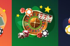 Colorful casino elements with chips and dice for Faasifu game promotion.
